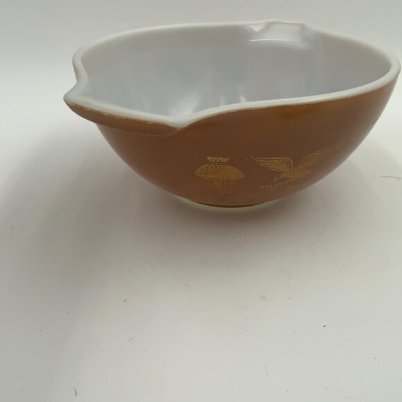 PYREX Early American Cinderella Mixing Bowl, #442, 1-1/2 QT, Brown & Gold - Picture 7 of 9